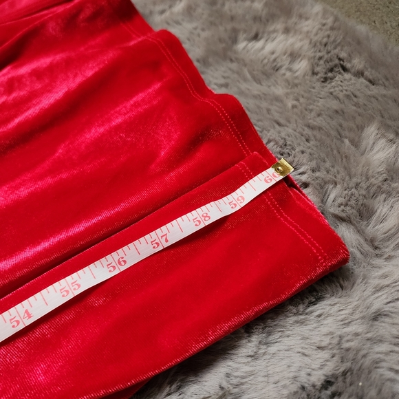 H&M Red Velour Long Sleeve Maxi Dress with Slit and Open Back Size XS - Picture 7 of 9